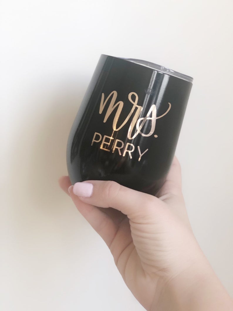 Swig tumbler- bride wine tumbler - Black tumbler- future mrs wine tumbler gifts- bride box set- engagement wedding honeymoon tumbler gift