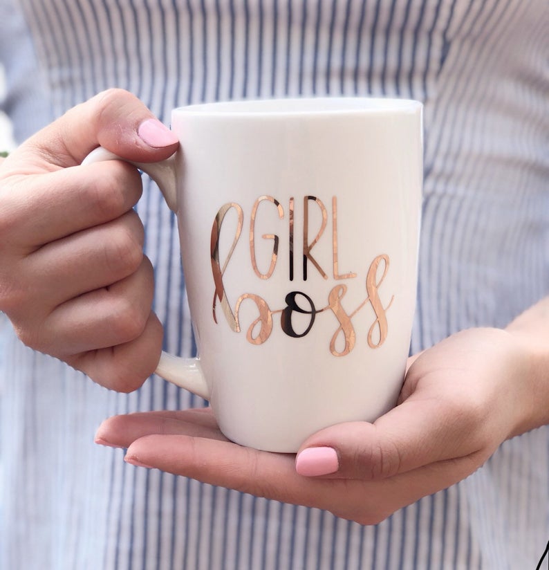 Girl boss mug- rose gold boss lady mug- best friend gift idea mug- entrepreneur mug- etsy seller mug- boss lady mug- gifts for boss- boss mu