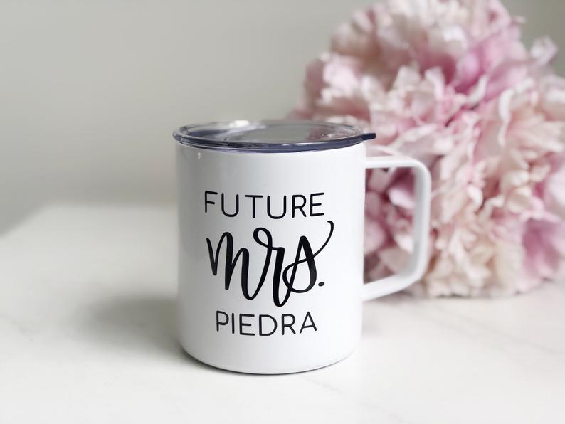 Personalized future mrs mug tumbler- engagement gift- bride travel mug- wifey mugs- future mrs gift- bride to be gift mug- stainless steel