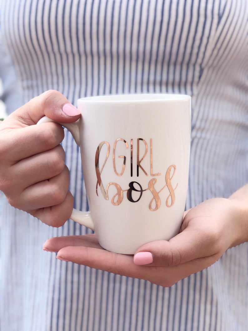 Girl boss mug- rose gold boss lady mug- best friend gift idea mug- entrepreneur mug- etsy seller mug- boss lady mug- gifts for boss- boss mu