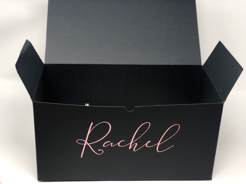 Personalized gift box - bridesmaid gift boxes- bridesmaid proposal box- black rose gold gift boxes for bridal party- medium size gift boxes