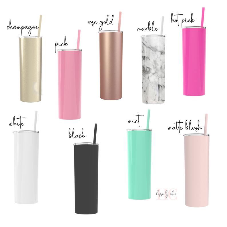 Personalized Bridesmaid tumblers- bridesmaid proposal box- bachelorette skinny tumbler- gift for bridesmaid idea- bridesmaid water bottles