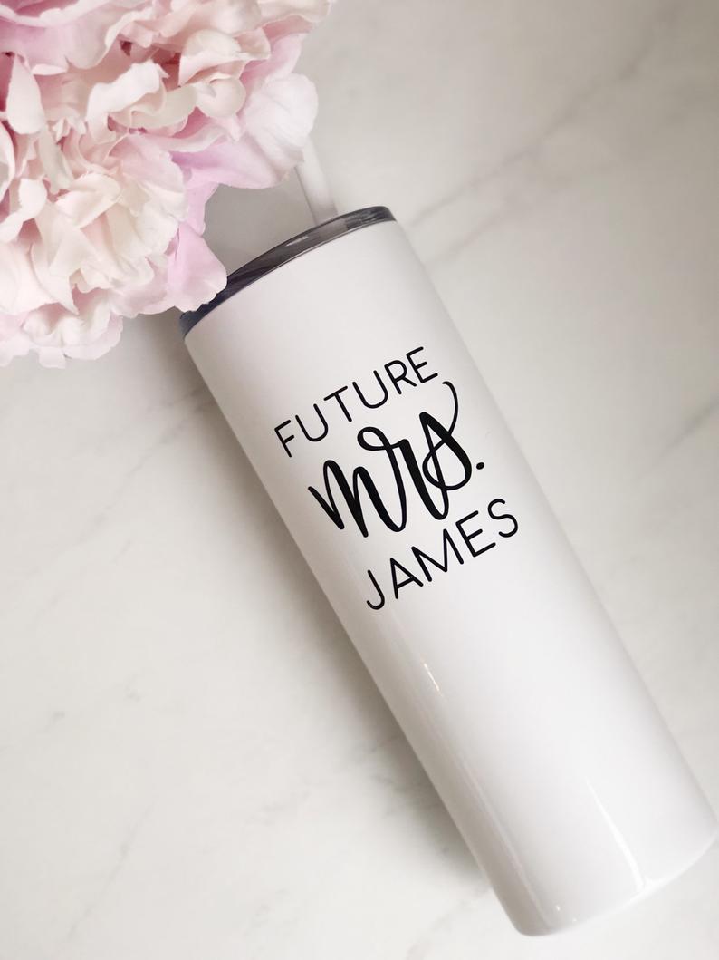 Future mrs personalized stainless steel tumbler- engagement gift for bride- bride to be tumbler future mrs gift- gift for bride- bachelorett