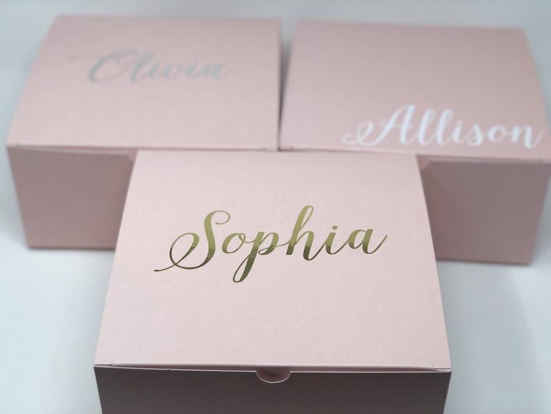 Large pink gift box- bridesmaid proposal boxes- personalized box with name- blush pink wedding party favor boxes- bridal party box