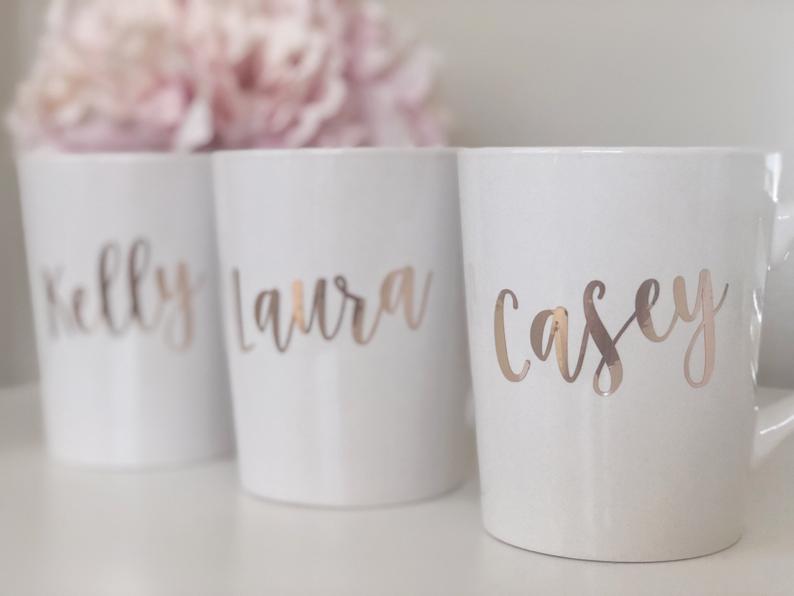 Rose gold bridesmaid coffee mugs- personalized bridesmaid coffee mugs- bridesmaid proposal gift idea- maid of honor proposal- custom mug