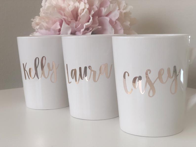 Rose gold bridesmaid coffee mugs- personalized bridesmaid coffee mugs- bridesmaid proposal gift idea- maid of honor proposal- custom mug