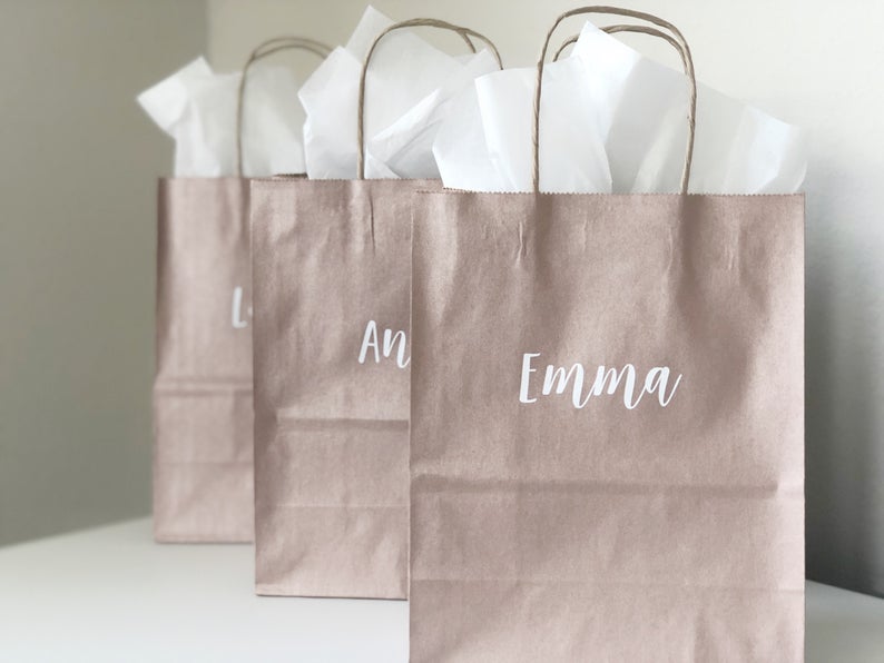 Rose gold bridesmaid gift bags- personalized wedding party gift bags- rose gold gift bag- bridal party gift bag- medium wedding gift bags-