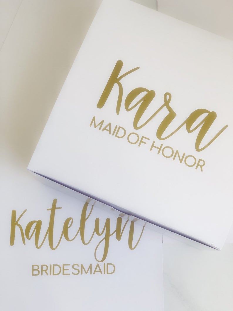 Maid of honor proposal box - will you be my bridesmaid proposal box- white gift box- personalized gift box with name- maid of honor gifts-