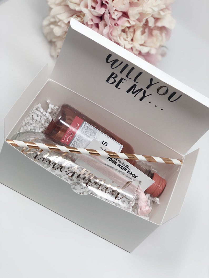 Will you be my maid of honor bridesmaid proposal gift box set - bridesmaid champagne flutes proposal- cant say i do gift for matron of honor