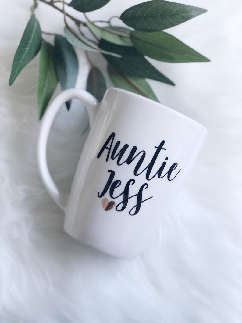 Baby announcement - pregnancy announcement ideas - promoted to mug set - auntie mug - mom to be - aunt to be mug- godmother proposal idea