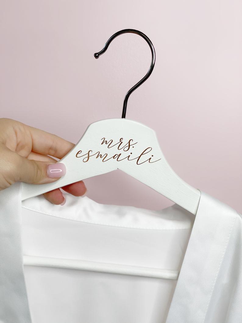 Bridesmaid white wood hangers - personalized bride hanger- custom hanger gift for bridal party- bridesmaid gift ideas- hangers with name