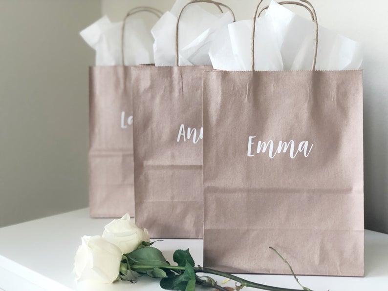 Rose gold bridesmaid gift bags- personalized wedding party gift bags- rose gold gift bag- bridal party gift bag- medium wedding gift bags-