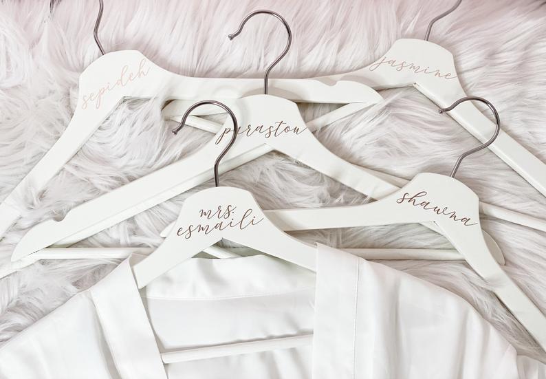 Bridesmaid white wood hangers - personalized bride hanger- custom hanger gift for bridal party- bridesmaid gift ideas- hangers with name