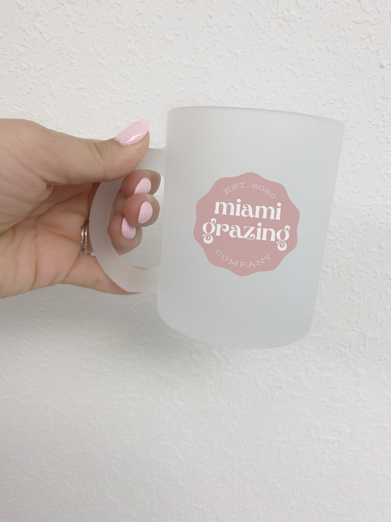 Custom company logo promotional mug- frosted glass clear mug with logo create your own mug- logo mugs- custom bridesmaid bridal party mug