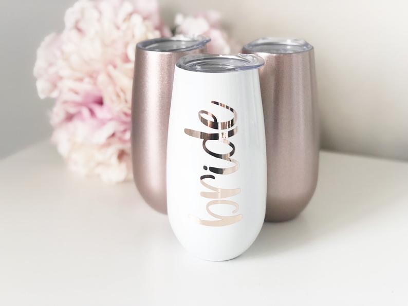 Swig champagne flute tumblers- personalized champagne flutes- bridesmaid champagne flute tumbler- bridesmaid proposal box gift box idea -