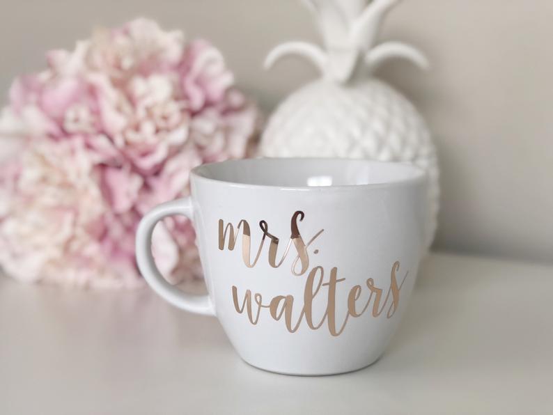 Rose gold mrs mug- personalized mrs mug- mrs mug- bride to be mug- bride gift- bridal shower gift- personalized coffee mug- custom bride mug