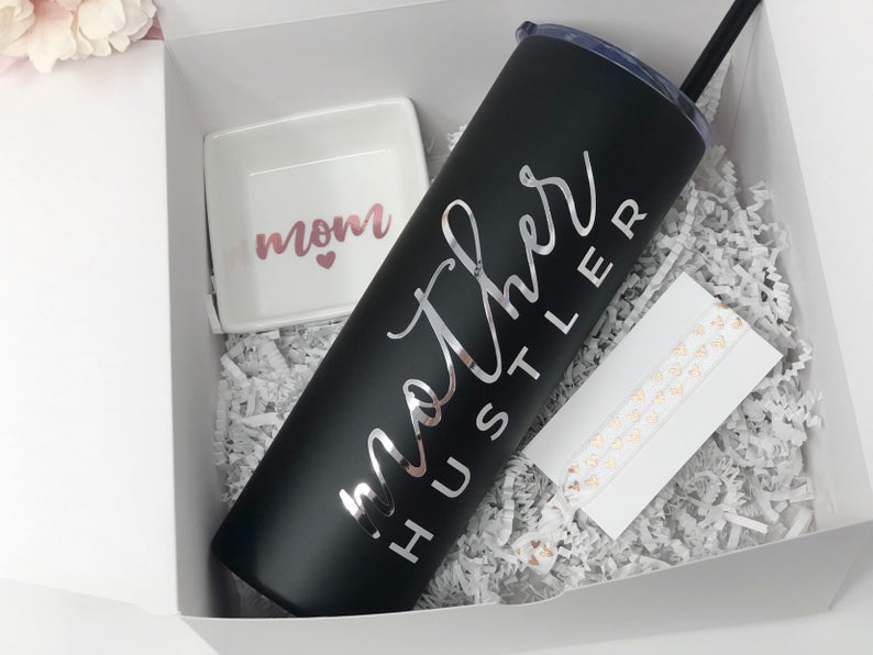 Mother hustler tumbler- mom water bottle tumbler with straw- girl boss tumbler- stainless steel tumbler gift for mom to be lady boss- mompre