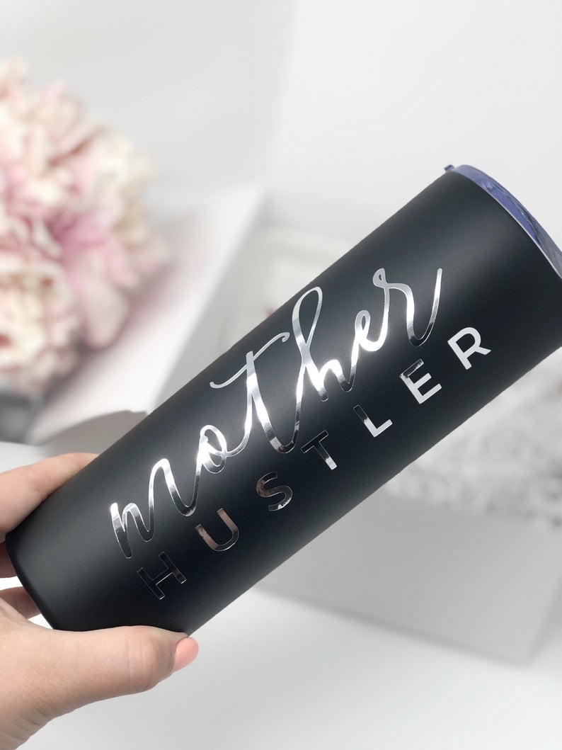 Mother hustler tumbler- mom water bottle tumbler with straw- girl boss tumbler- stainless steel tumbler gift for mom to be lady boss- mompre