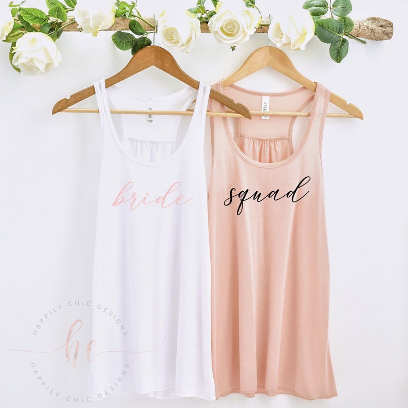 Pink Bridesmaid shirts- maid of honor shirt- bridal party shirts- bride shirt- squad shirt- bridesmaid tank tops- bachelorette shirts for