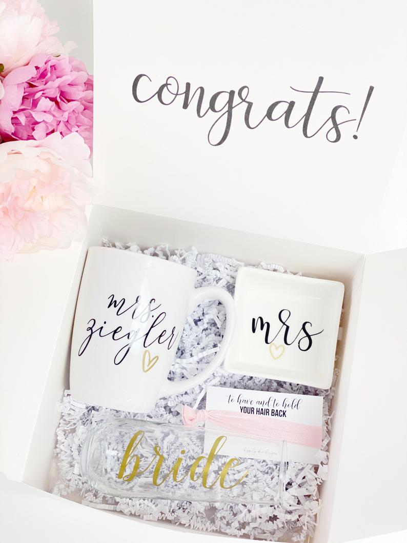 Future Mrs mug- bride engagement gift box- personalized bridal gifts- bride champagne flute mug- wifey gifts- I said yes wedding day gift