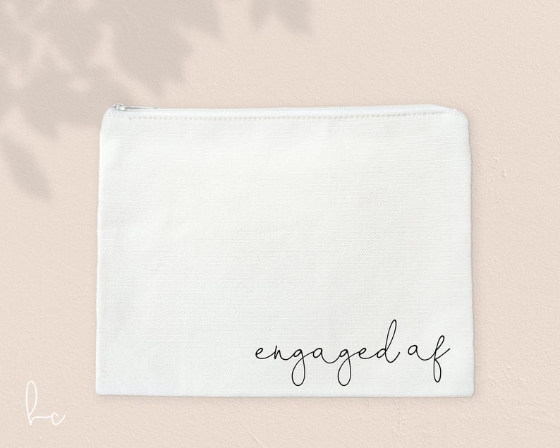 engaged af gifts Bride makeup bag- personalized tote bag- bride make up pouch- engagement gift idea - gift for future Mrs bride to be wifey