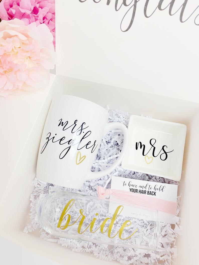 Future Mrs mug- bride engagement gift box- personalized bridal gifts- bride champagne flute mug- wifey gifts- I said yes wedding day gift