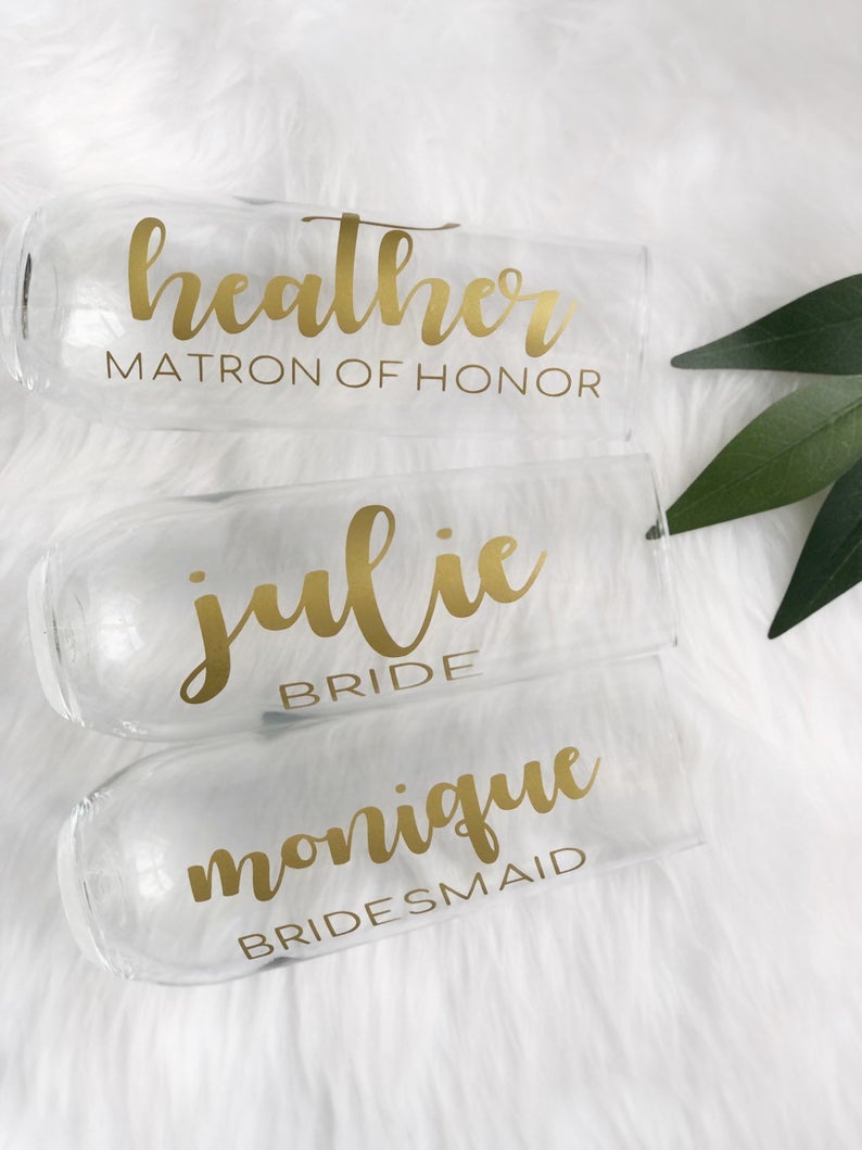 PLASTIC Personalized bridesmaid champagne flute gift for bridesmaid proposal box- bridesmaid gift idea- personalized bridal party flutes