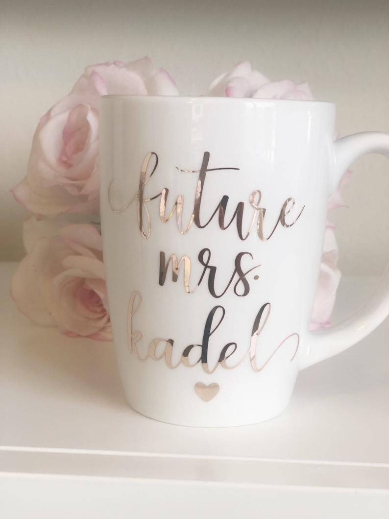 Gift for bride- bride to be mug- engagement gift set- engaged gift- future mrs personalized mug - rose gold bride mugs - bridal shower gift