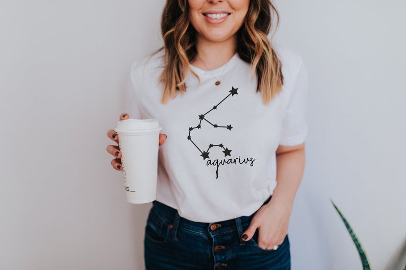 constellation shirt- birthday gift idea for her- birthday shirt- zodiac gifts- Aquarius libra cancer gemini Leo virgo birthday gift box idea