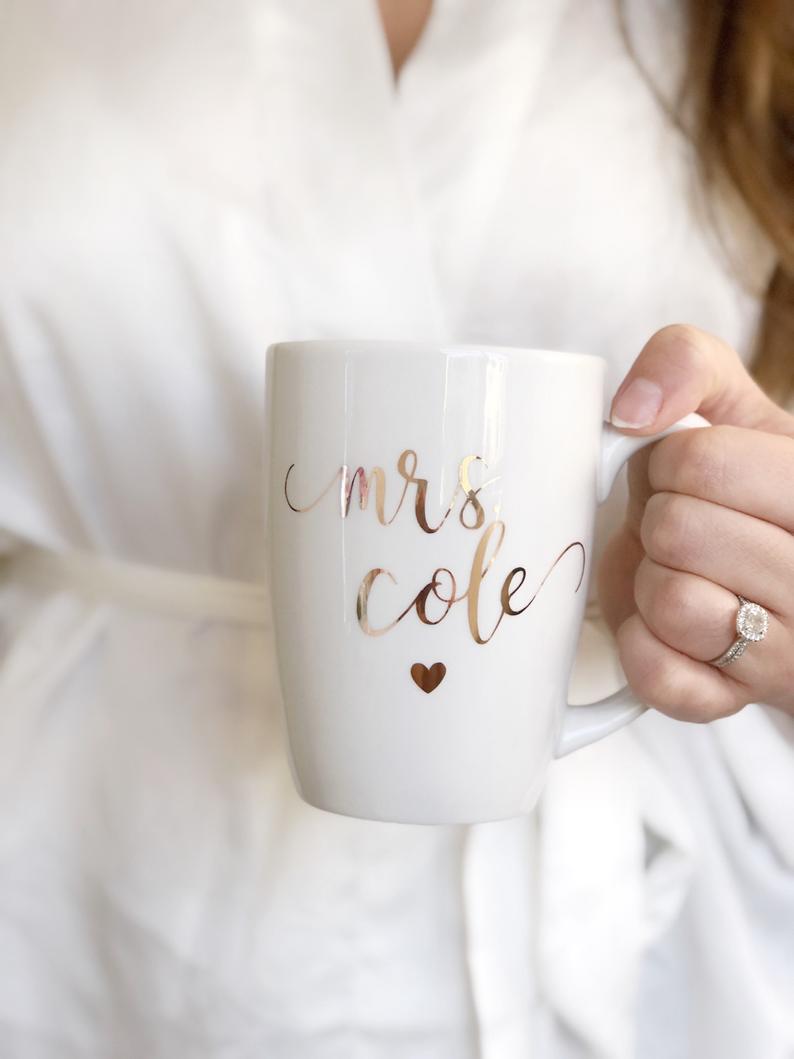 Personalized bride mrs mug- rose gold bride mug- future mrs mug- bridal shower mug- engagement gift mug idea - mrs mug- wifey mug- mrs gifts