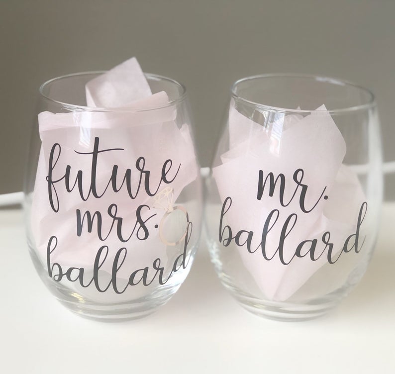 Future mrs wine glass- personalized future mrs wine tumbler glass- bride wine glass- engagement gift idea- future mrs gifts- bridal wine