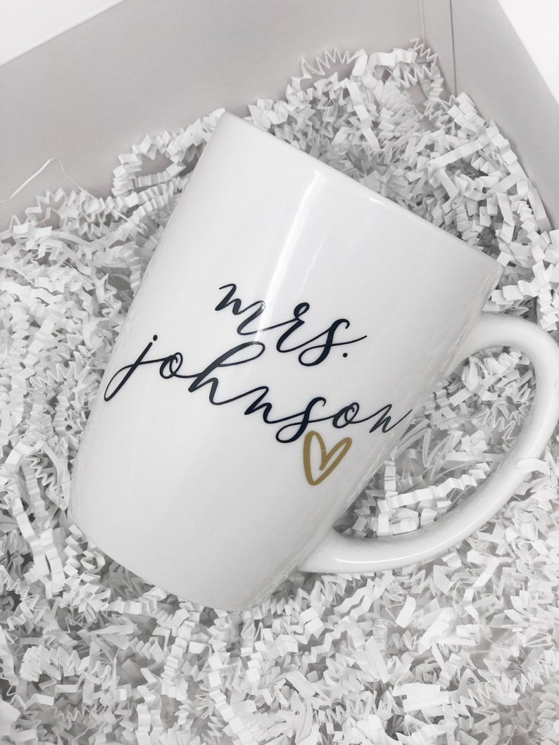 Mrs mug- wedding day mug gift- just married mug- future mrs gift for bride to be- wifey mugs- personalized mrs gifts- bride to be mug for