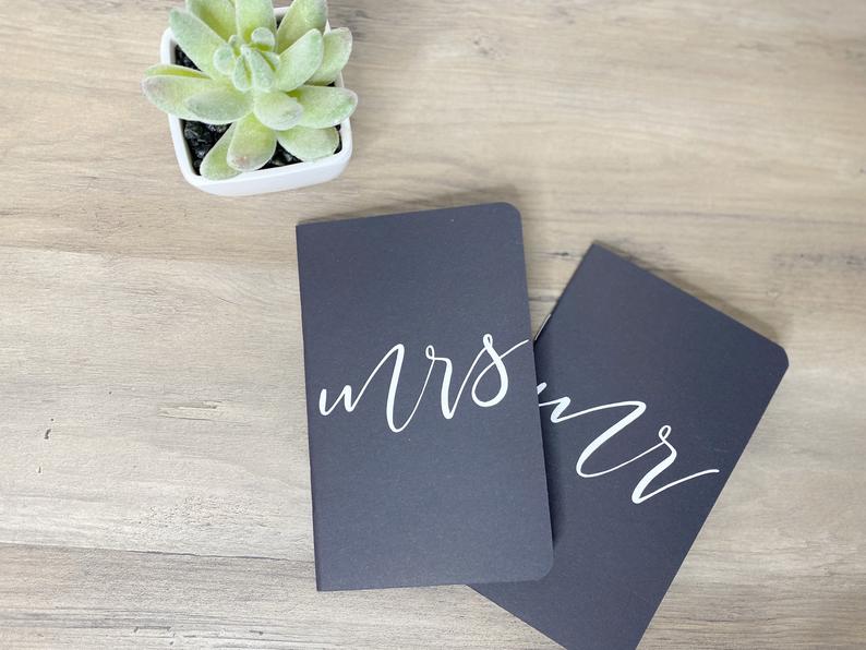 Vow books - personalized vow notebooks- mr and mrs vow books- gray vow book set - his and hers vows - wedding day vow books for our vows