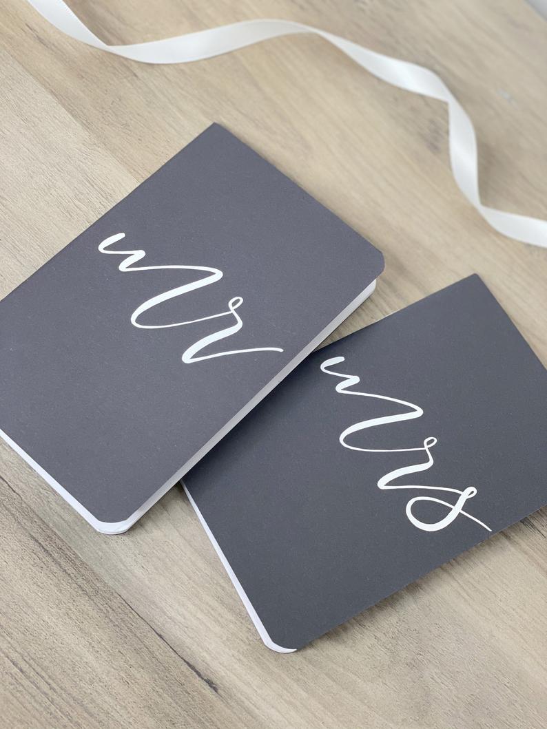 Vow books - personalized vow notebooks- mr and mrs vow books- gray vow book set - his and hers vows - wedding day vow books for our vows