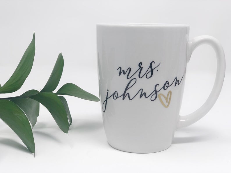 Mrs mug- wedding day mug gift- just married mug- future mrs gift for bride to be- wifey mugs- personalized mrs gifts- bride to be mug for