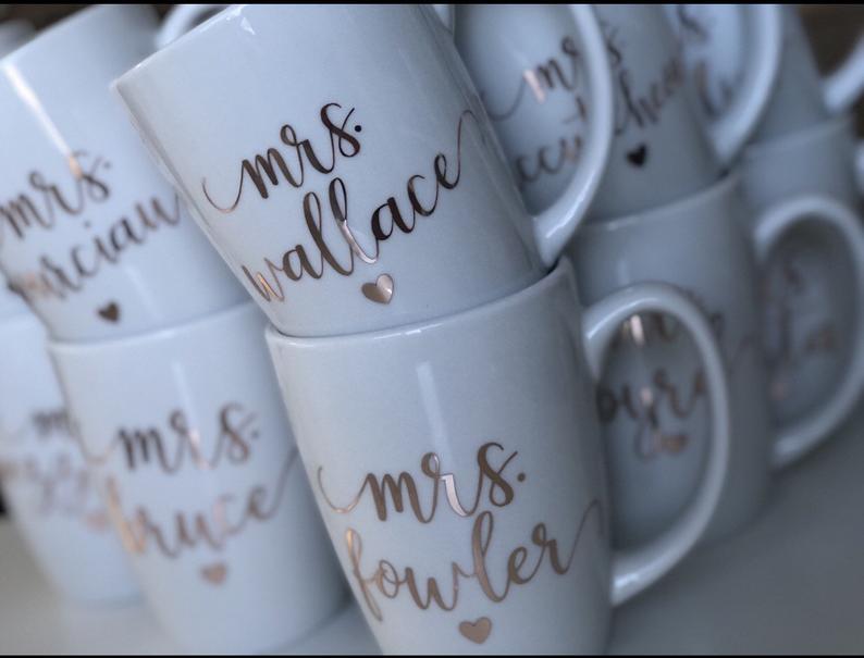 Personalized bride mrs mug- rose gold bride mug- future mrs mug- bridal shower mug- engagement gift mug idea - mrs mug- wifey mug- mrs gifts