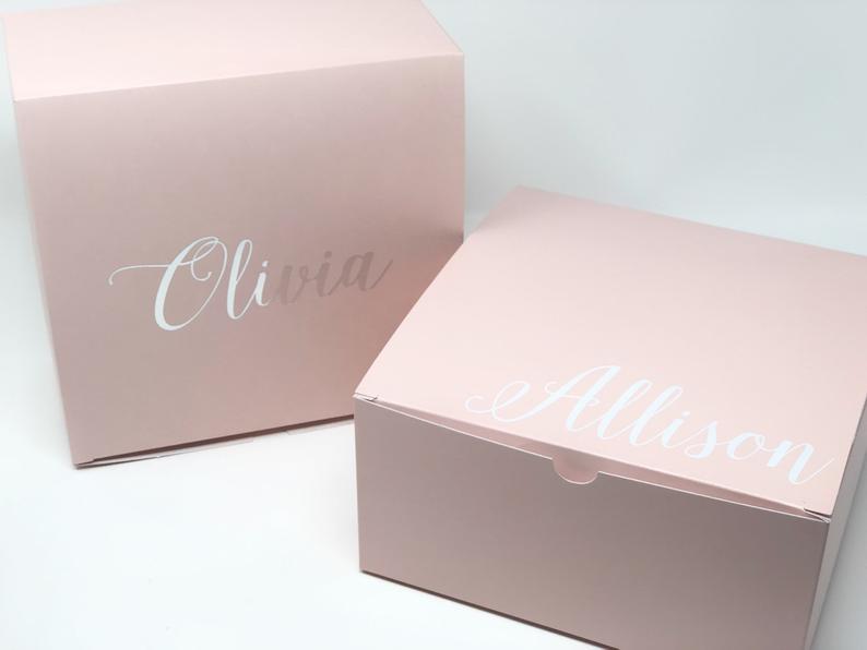 Pink bridesmaid proposal boxes- large gift boxes- maid of honor proposal- will you be my bridesmaid custom personalized gift boxes- name box