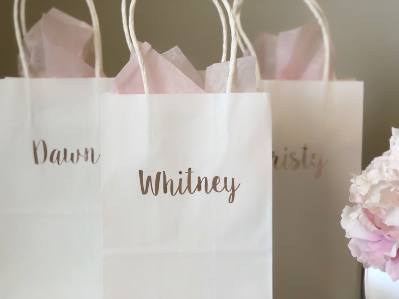 Rose gold gift bags- bridesmaid gift bags- personalized gift bags- bridesmaid proposal ideas- wedding gift bag- bridesmaid gift idea- gift