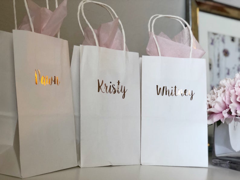 Rose gold gift bags- bridesmaid gift bags- personalized gift bags- bridesmaid proposal ideas- wedding gift bag- bridesmaid gift idea- gift