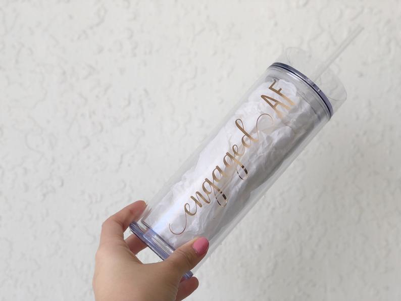 Rose gold engaged af water bottle- engaged af tumbler- engaged af gifts- engagement gift- bride cup- bachelorette cups- bridesmaid tumblers