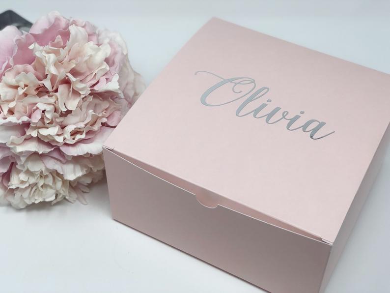 Pink bridesmaid proposal boxes- large gift boxes- maid of honor proposal- will you be my bridesmaid custom personalized gift boxes- name box