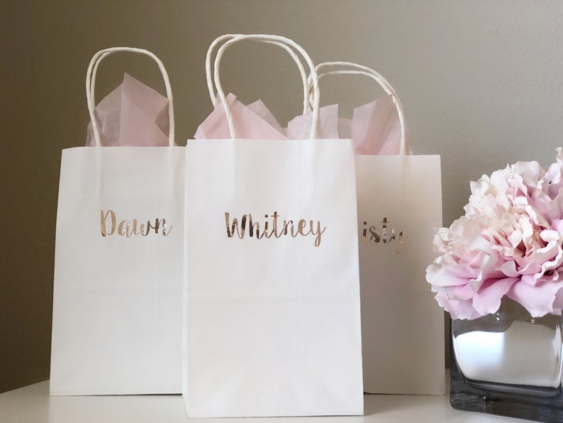 Rose gold gift bags- bridesmaid gift bags- personalized gift bags- bridesmaid proposal ideas- wedding gift bag- bridesmaid gift idea- gift