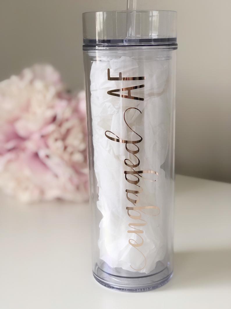 Rose gold engaged af water bottle- engaged af tumbler- engaged af gifts- engagement gift- bride cup- bachelorette cups- bridesmaid tumblers