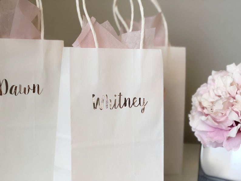 Rose gold gift bags- bridesmaid gift bags- personalized gift bags- bridesmaid proposal ideas- wedding gift bag- bridesmaid gift idea- gift