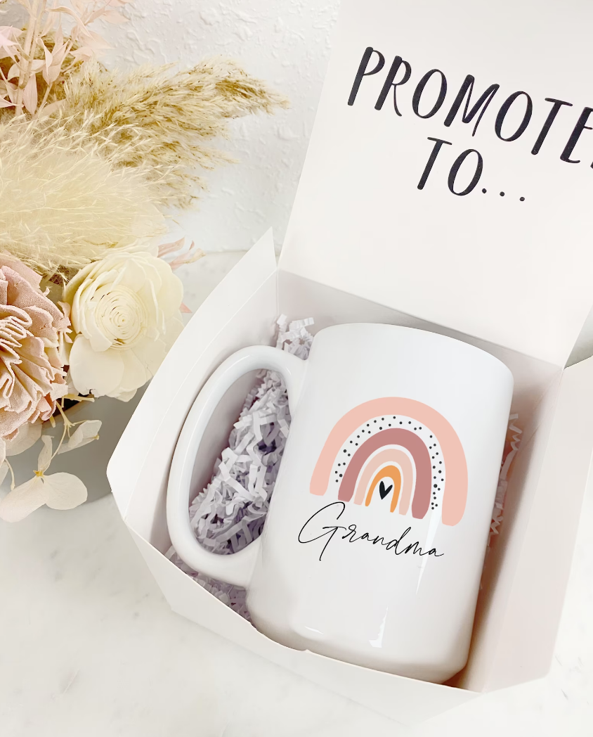 Baby announcement - pregnancy announcement ideas - promoted to mug set - auntie mug - mom to be - aunt to be mug- godmother proposal idea