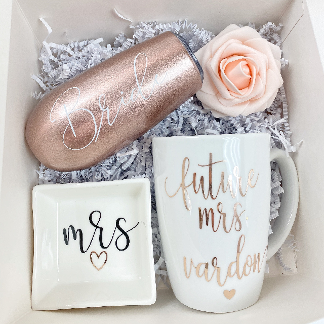 Future mrs mug- personalized bride gift box set - bride engagement gift box- champagne flute bride to be- future mrs ring dish- engaged idea