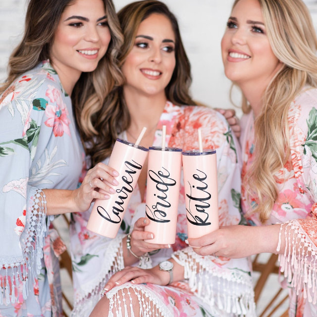 Personalized bridesmaid water bottle tumbler with straws- tumbler with name- custom tumbler- bachelorette tumblers bridesmaid proposal box