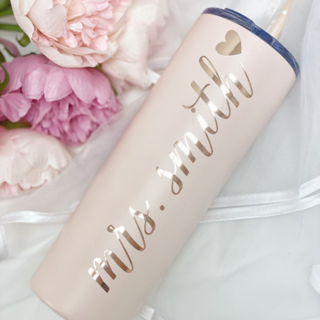 Personalized future mrs stainless steel tumbler- future mrs engagement gift- gift for bride to be- bride tumbler with straw- wifey tumbler