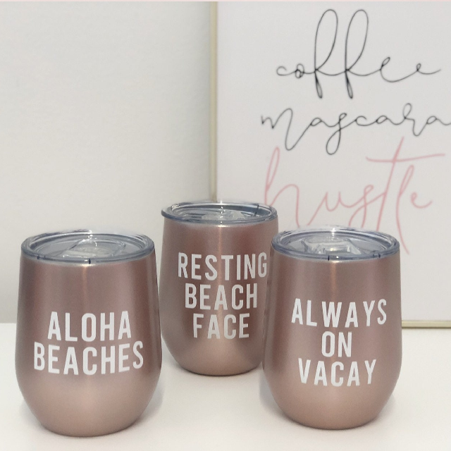 Personalized name wine tumblers- vacation tumblers- bridesmaid bachelorette cups- bridal party tumblers- rose gold swig wine tumblers- custo