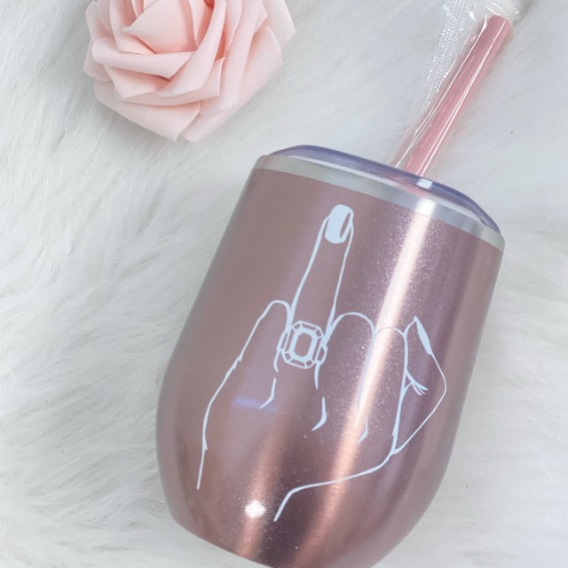 Bride stainless steel tumbler- wedding ring finger wine tumbler- future mrs bachelorette weekend wine tumbler - engagement gift for bride -